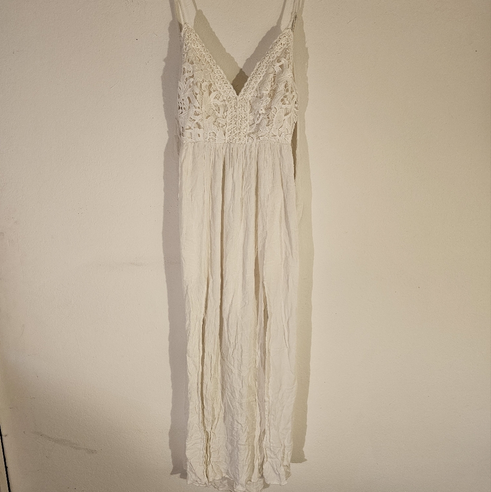 Carly Jean Los Angeles Cream Lace Maxi Dress